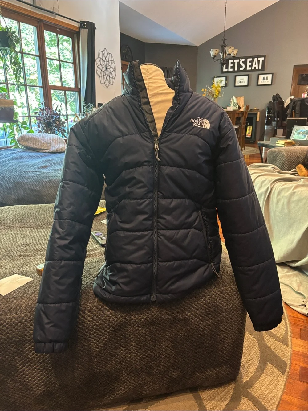 The North Face men's Navy Quilted Puffer Jacket